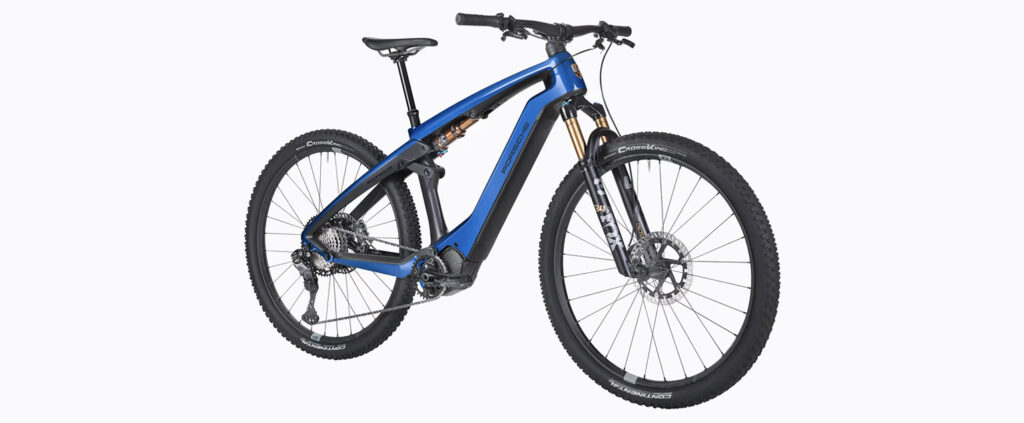 Porsche eBike Cross Performance EXC en color azul intenso