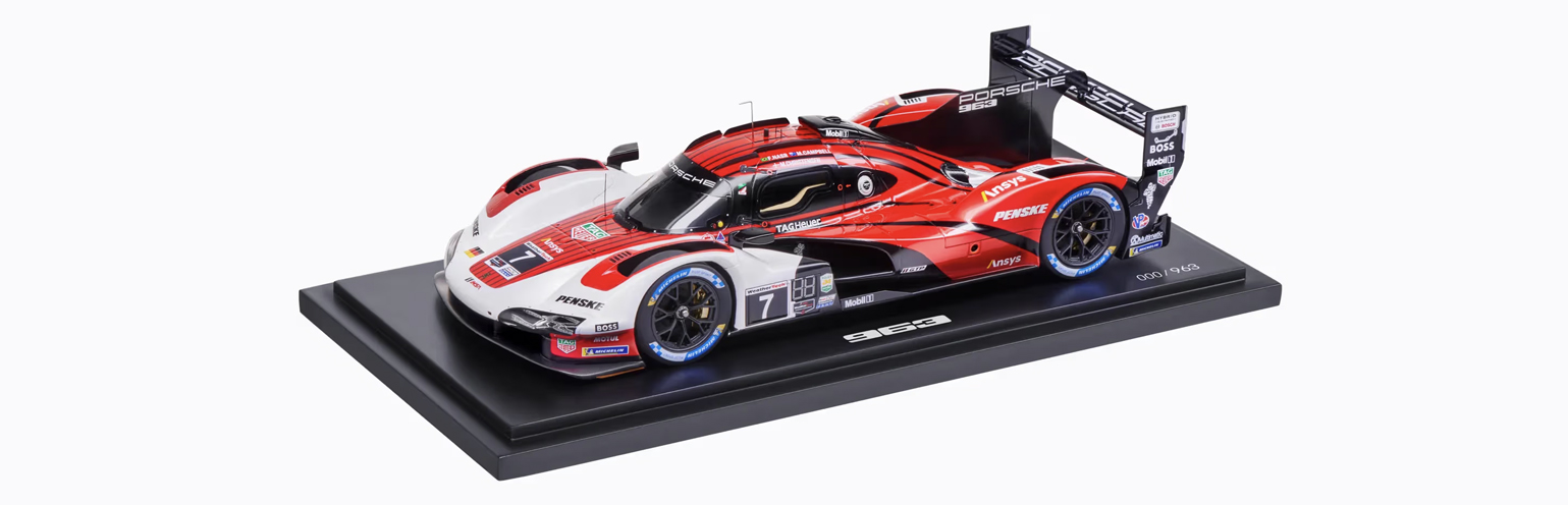 Miniatura de coche Porsche de colección en detalle