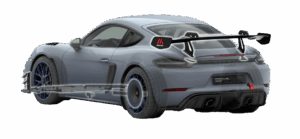 Porsche 911 gris con sistema de transporte exterior de bicicletas