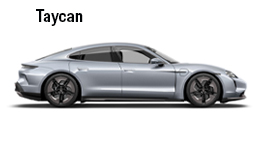 Porsche Taycan gris en vista lateral